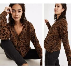Madewelll Tigerized Cameron Ribbed Cardigan Sweater